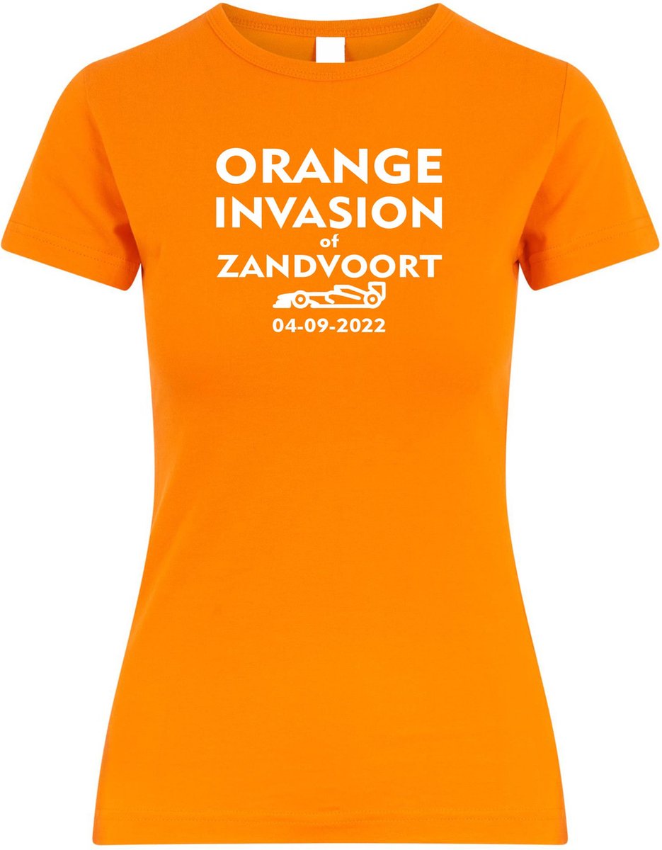 Dames t-shirt Orange Invasion of Zandvoort 2022 | Max Verstappen / Red Bull Racing / Formule 1 fan | Grand Prix Circuit Zandvoort | kleding shirt | Oranje | maat XS